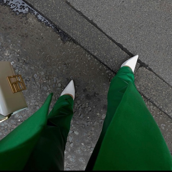 ZARA COLOURED FAUX LEATHER TROUSERS GREEN SIZE-XL - Picture 6 of 16